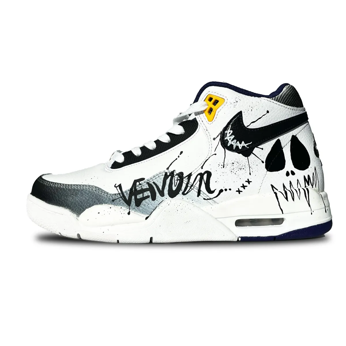 Nike Flight Legacy Cushioning Slip Resistant Abrasion Resistant Mid top Vintage Basketball Shoes Men's Black White
