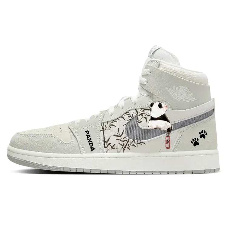 Jordan Air Jordan 1 Abrasion Resistant Slip Resistant High top Vintage Basketball Shoes Men's White Gray