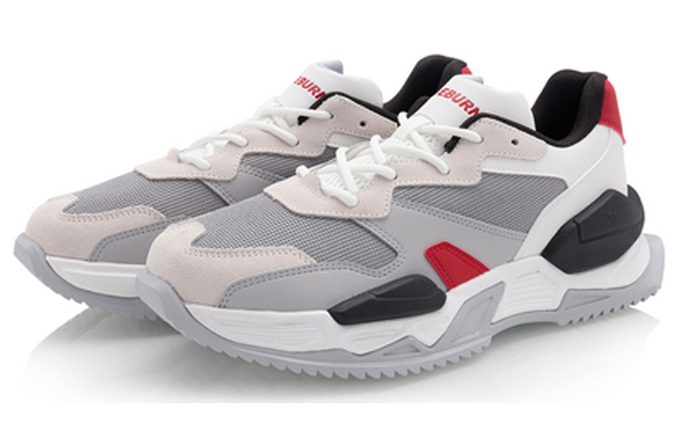 Li Ning Reburn Classic Casual Cushioning Rebound Cushioning Rebound Low top Basketball Shoes Men’s White Gray