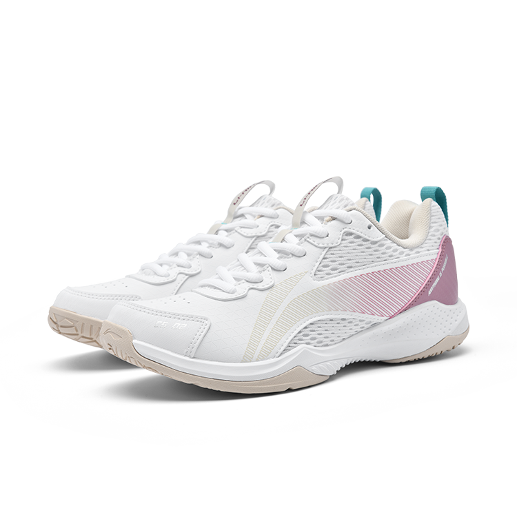 Li Ning Badminton Shoes Unisex Low Top Standard White/Turquoise Pink