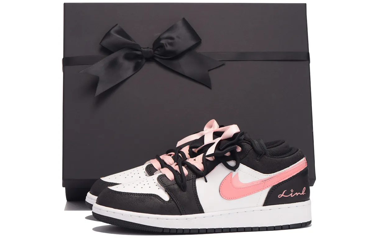 Jordan Air Jordan 1 Slip Resistant Coverage Low top Vintage Basketball Shoes Women's Black Pink