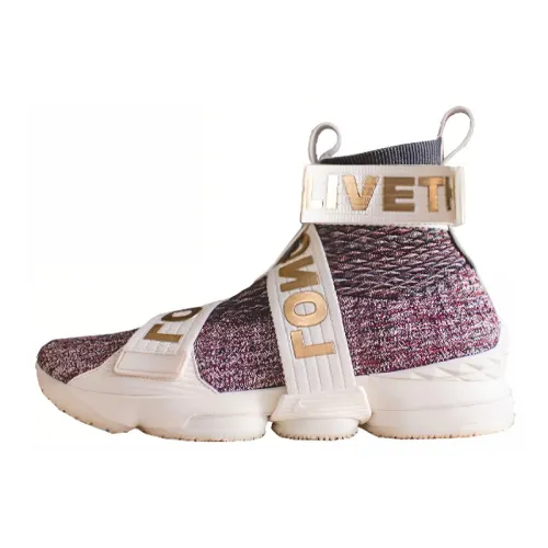 Nike Lebron 15 Lifestyle Kith Stained Glass OG model, practical, comfortable and versatile, non-slip and lightweight, high-top basketball shoes, men's platinum