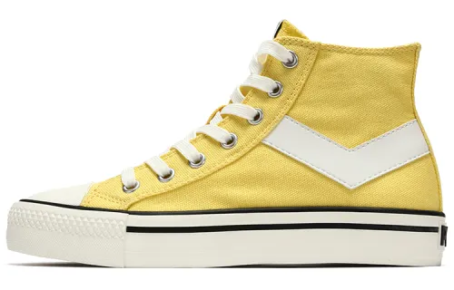 Pony Canvas Shoes Men's High Top Yellow
