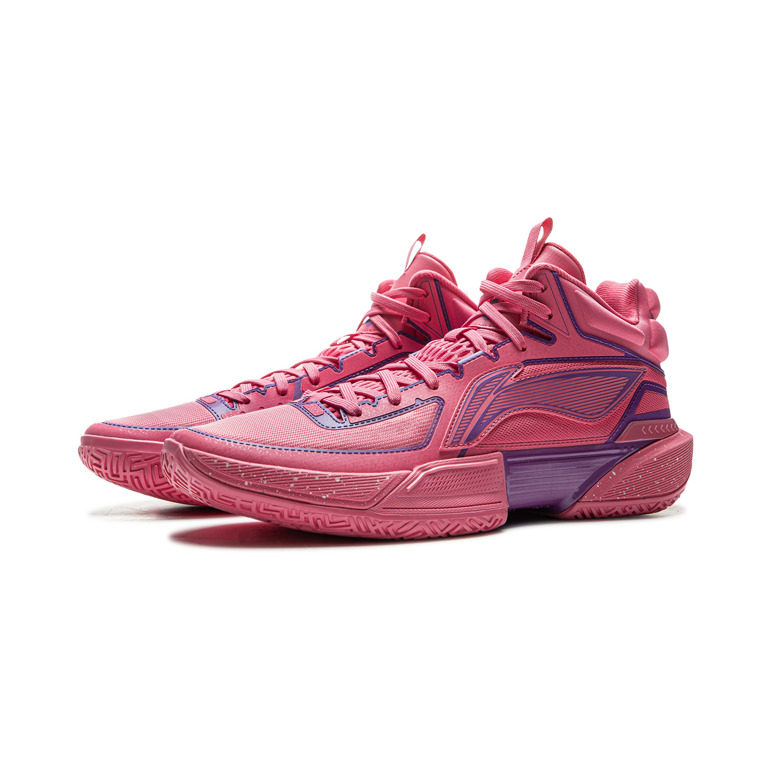 Li Ning Light Speed 2MID Cushioning Slip Resistant Abrasion Resistant Mid top Basketball Shoes Men’s Pink Purple