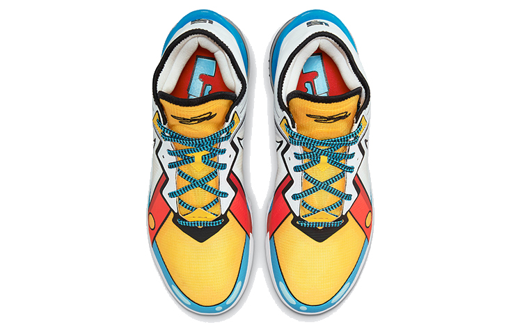 Мужские кроссовки Nike Lebron 18 Low "Stewie Griffin" (белый / синий / желтый) — Белый / синий / жёлтый — фото 4