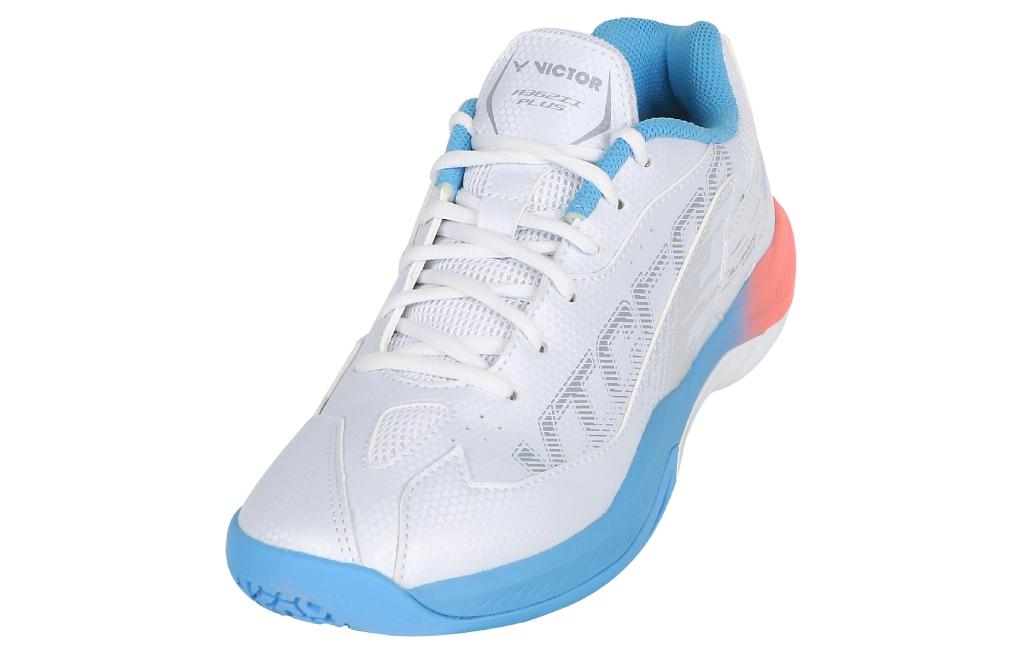 VICTOR Mesh, Synthetic Leather Cushioning Slip Resistant Abrasion Resistant Low top Badminton Shoes Unisex White Blue
