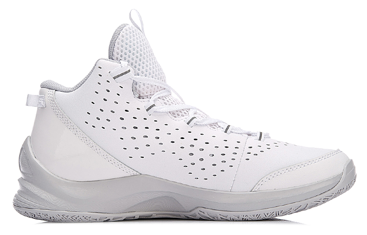 Li Ning Cushioning Rebound Cushioning Rebound Mid top Basketball Shoes Unisex White Gray
