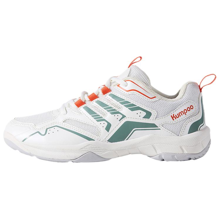 KUMPOO Cushioning Abrasion Resistant Support Low top Badminton Shoes Unisex White Orange Green