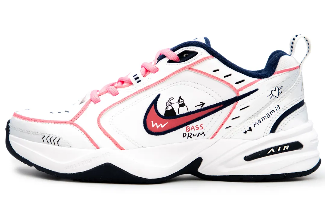 Nike Air Monarch 4 Freeze The Moment Of Love Lightweight Height Increasing Low top Chunky Sneakers Unisex White Pink
