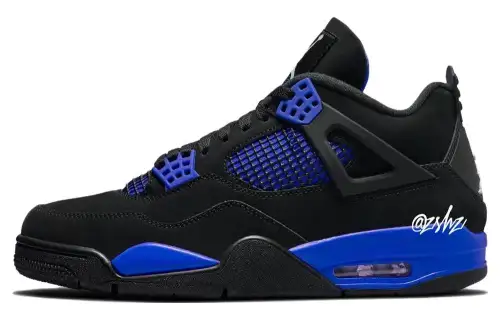 Jordan Air Jordan 4 Cushioning Mid top Vintage Basketball Shoes Men's Black Blue