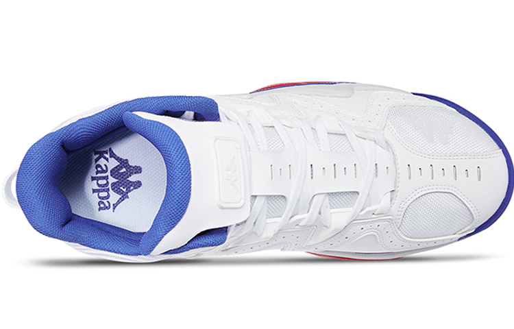 Kappa Textile, Synthetic Leather Cushioning Slip Resistant Mid top Vintage Basketball Shoes Men’s White Blue