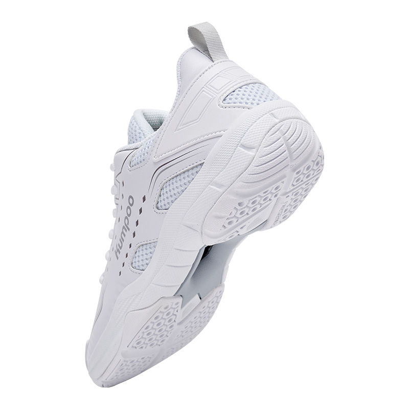 KUMPOO Badminton Shoes Unisex Low Top White Silver