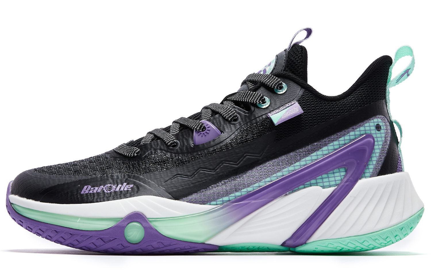 QIAODAN Cushioning Slip Resistant Abrasion Resistant Low top Basketball Shoes Men’s Black Purple