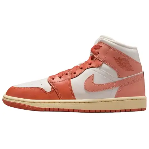 Jordan Air Jordan 1 Slip Resistant Abrasion Resistant Mid top Vintage Basketball Shoes Women's White Pink
