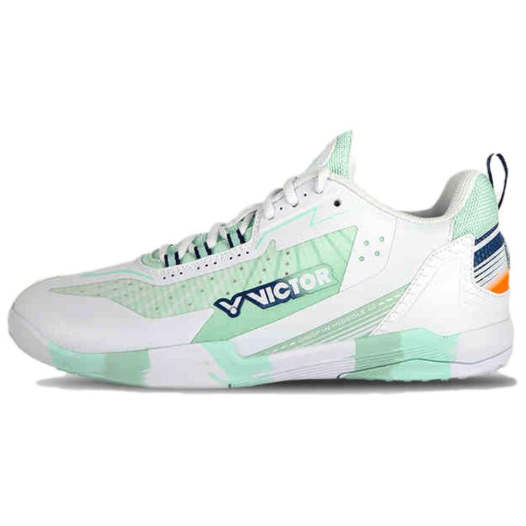 VICTOR Slip Resistant Abrasion Resistant Low top Badminton Shoes Unisex White Green