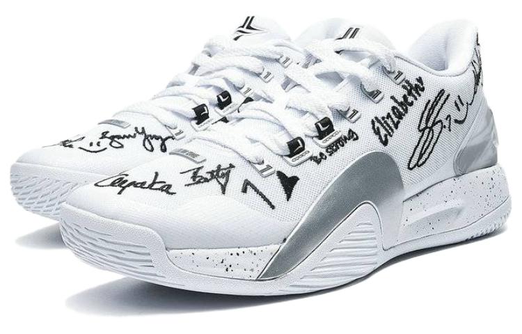 XTEP Lin Generation Fabric Cushioning, Wear Resistant Low top Performance Basketball Shoes Men’s White Black