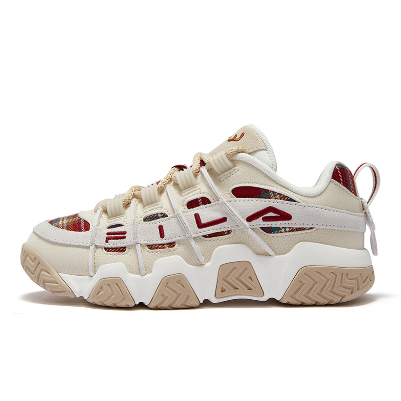 FILA FUSION BUSTER Puffy Shoes Wear resistant And Lightweight Low top Vintage Basketball Shoes Women’s Beige