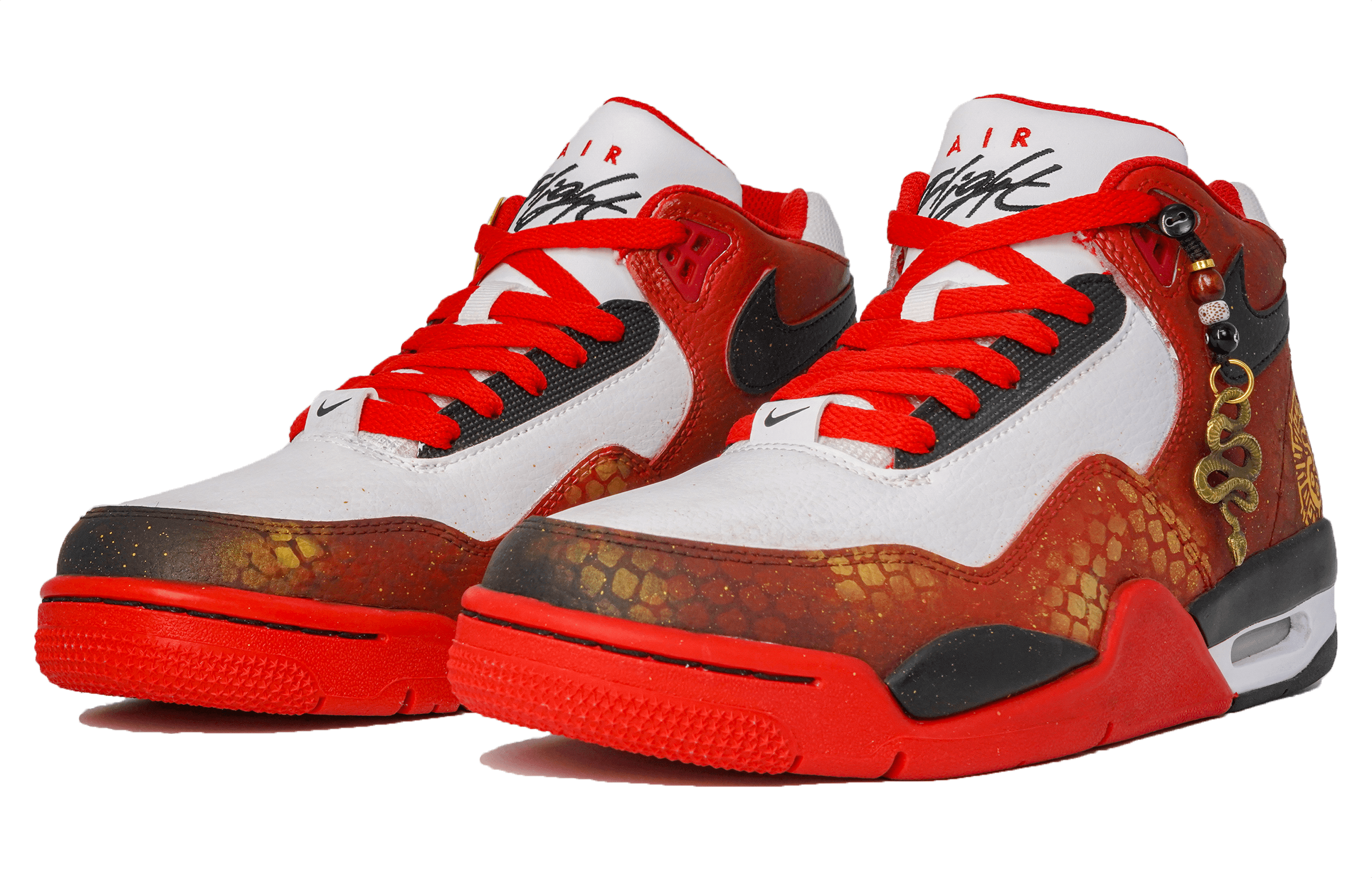 Nike Flight Legacy Slip Resistant Mid top Vintage Basketball Shoes Unisex Red White