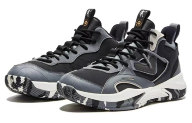 QIAODAN Slip Resistant Abrasion Resistant High top Basketball Shoes Men’s Black