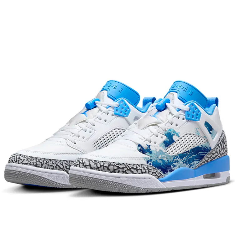 Jordan Spizike Cushioning Slip Resistant Low top Vintage Basketball Shoes Unisex White Blue
