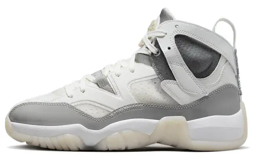 Jordan Jumpman Two Trey leather comfortable shock-absorbing non-slip wear-resistant high-top retro basketball shoes women's gray white