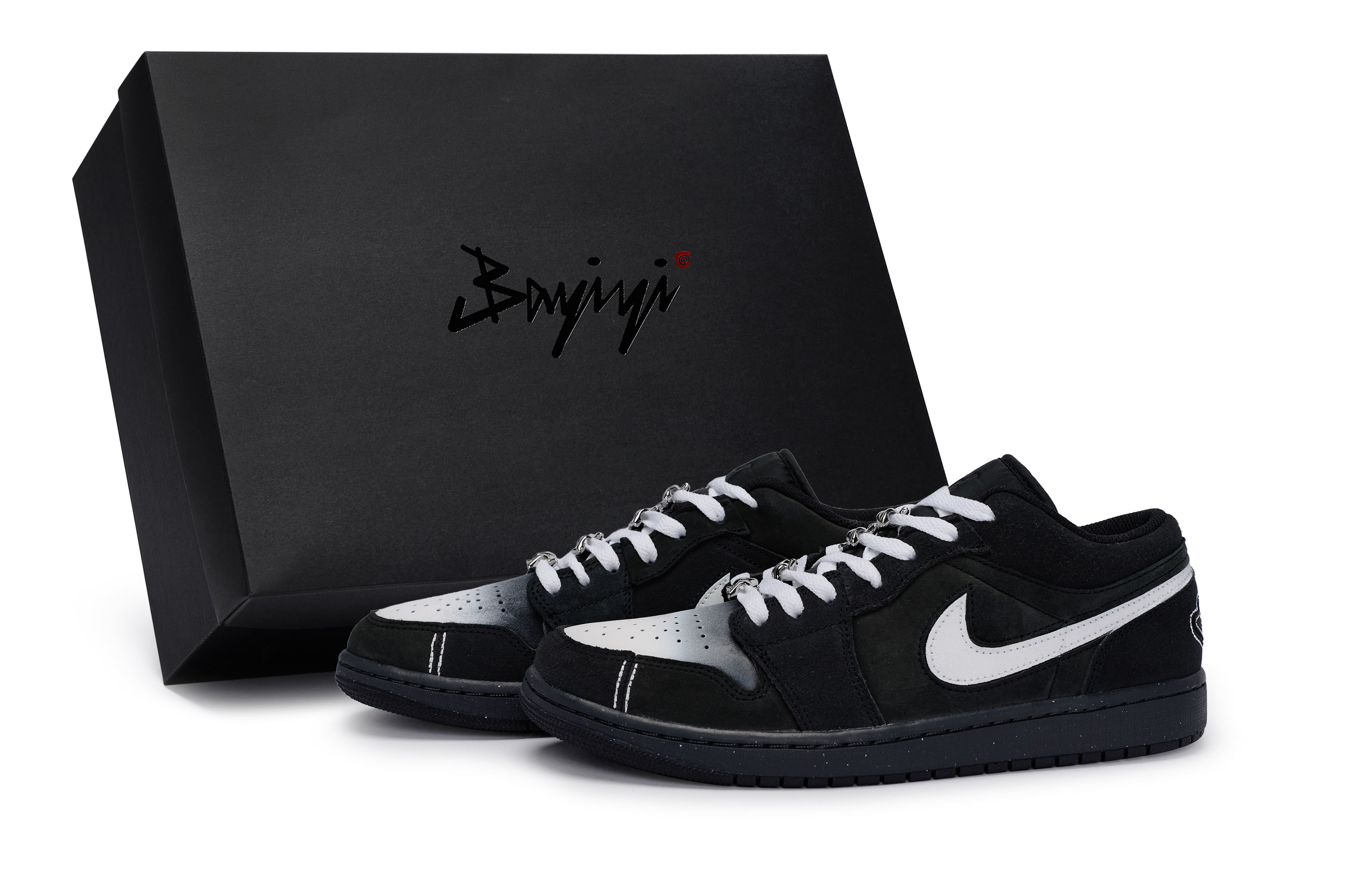 Jordan Air Jordan 1 811 Manufacturing, Black White Samurai, Special Shoe Box Low top Vintage Basketball Shoes Men's