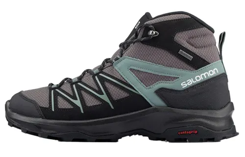 SALOMON Daintree Mid GTX Slip Resistant, Abrasion Resistant, Breathable High top Hiking Shoes Men's Magnet Gray