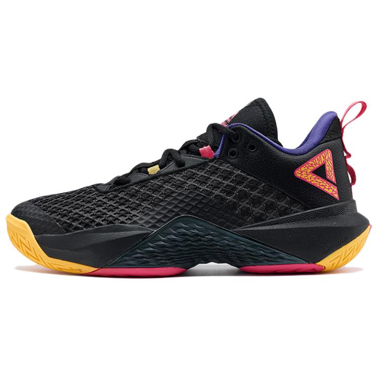 PEAK Abrasion Resistant Slip Resistant Low top Basketball Shoes Men’s Black Yellow Red