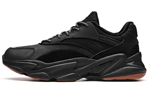 Anta Life Collection Vintage Casual, Fleece Lined Slip Resistant Abrasion Resistant Low top Chunky Sneakers Men's Black
