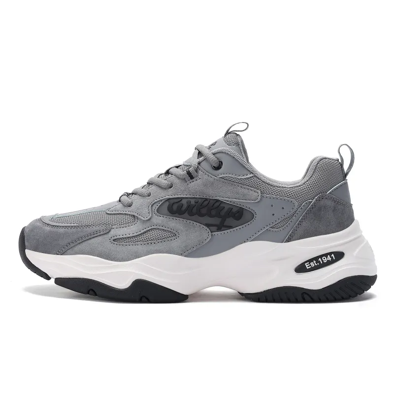 JEEP SPIRIT Cushioning Abrasion Resistant Breathable Low top Chunky Sneakers Men's Gray