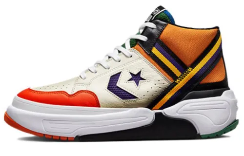 Converse Weapon Series CX Color Splicing NBA75th Anniversary High Top Retro Basketball Shoes Uniform for Men and Women Orange Black