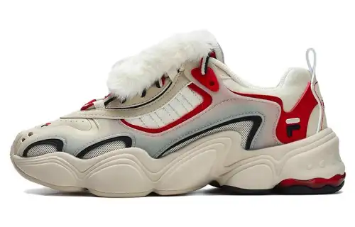 FILA FUSION TENACITY Cny Textile, Synthetic Leather Low top Chunky Sneakers Women's White Red
