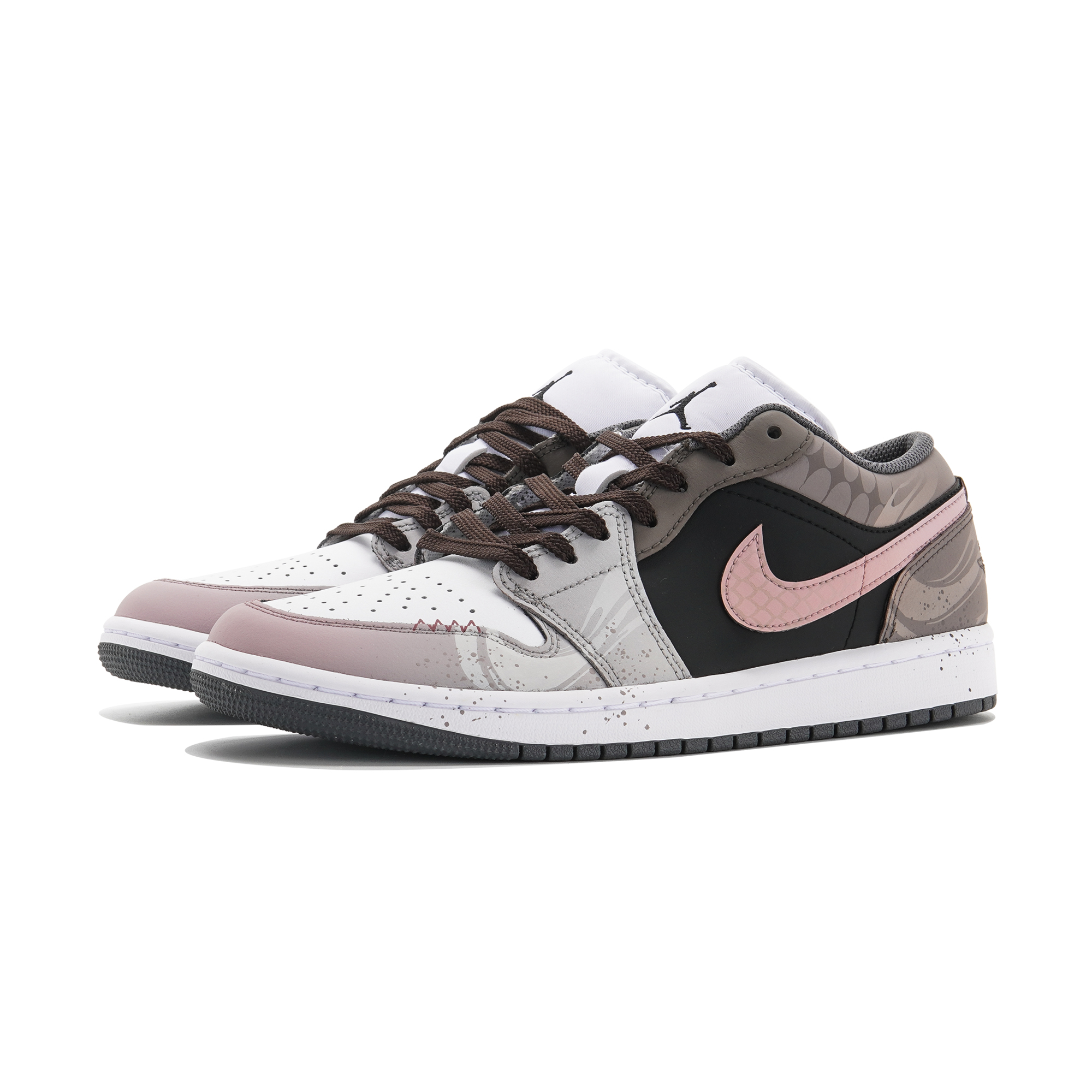 Jordan Air Jordan 1 Abrasion Resistant Abrasion Resistant Low top Vintage Basketball Shoes Unisex Black Brown Pink