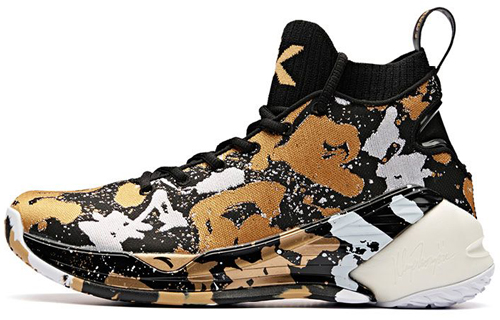 Anta Anta KT4 Black Moon Shock The Game comfortable and versatile wear-resistant and breathable high-top basketball shoes men's black and white gold