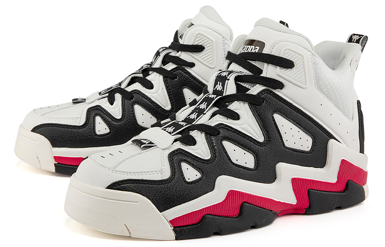 Kappa Mid top Vintage Basketball Shoes Unisex White Black