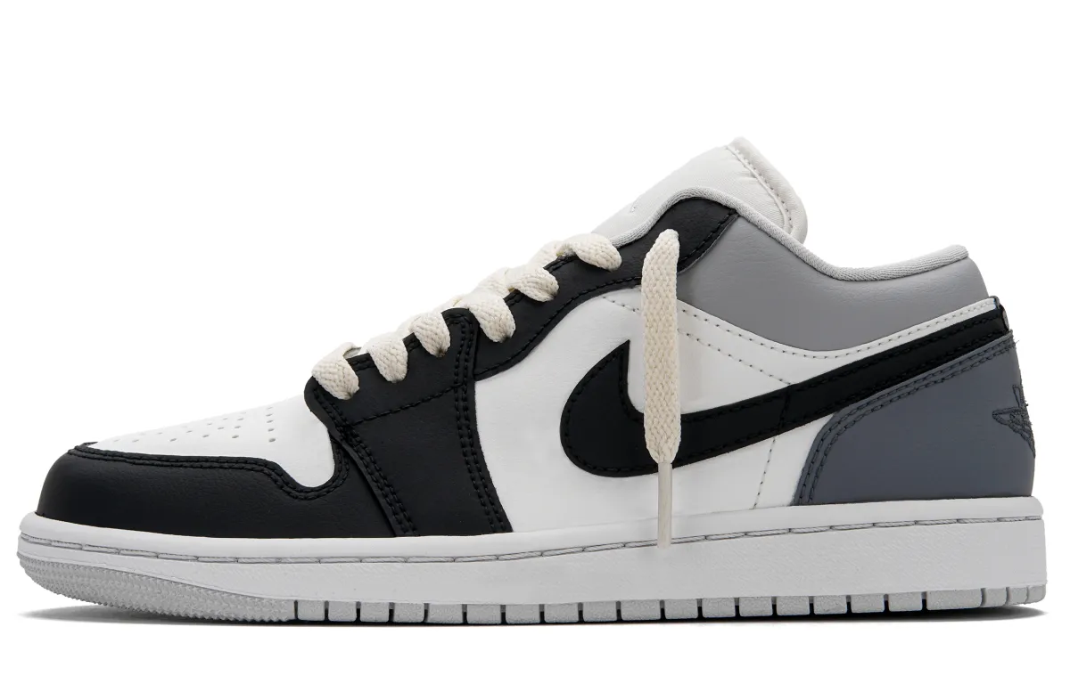 Jordan Air Jordan 1 Cushioning Slip Resistant Abrasion Resistant Low top Vintage Basketball Shoes Women's Black Gray
