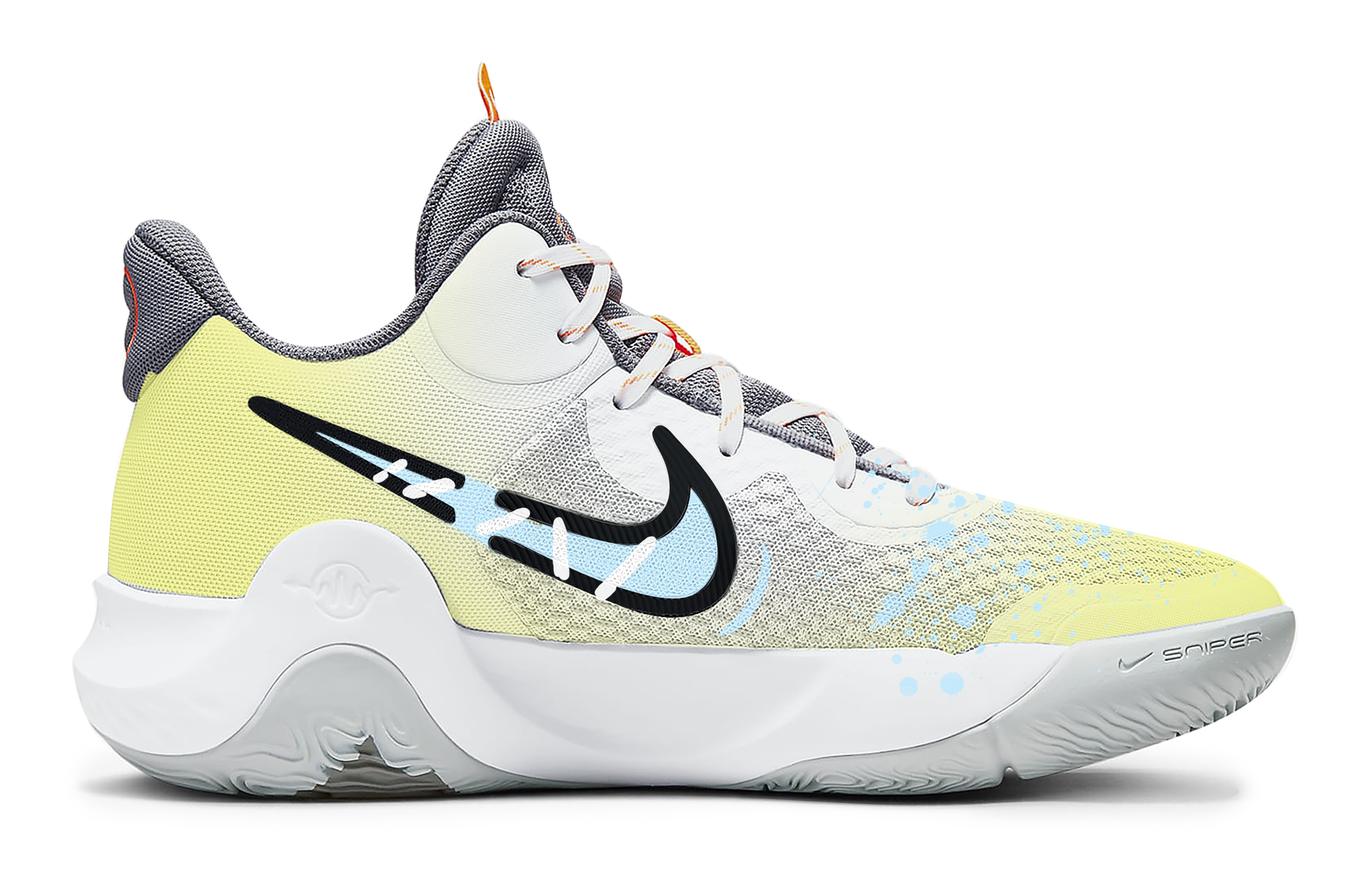 Nike KD Trey 5 IX Slip Resistant Abrasion Resistant Mid top Basketball Shoes Unisex Blue Yellow