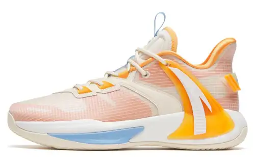 Anta Pounce 2.0 GH, comfortable for daily use, shock-absorbing, non-slip and wear-resistant, low-cut basketball shoes, men's style, orange and white