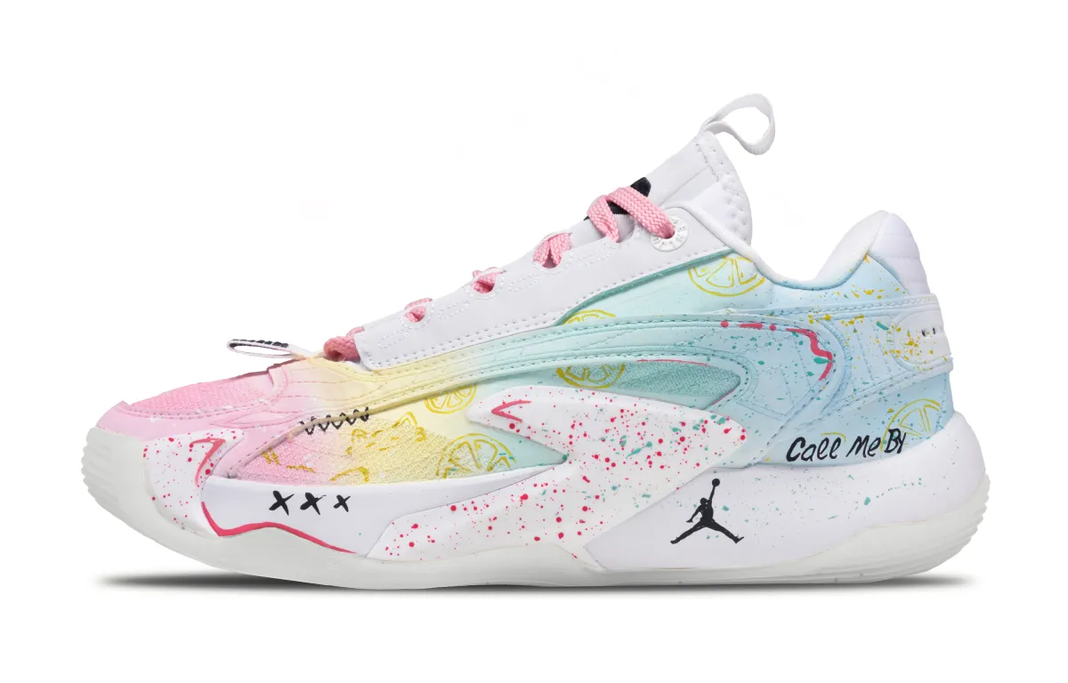 Jordan Luka 2 Funi Summer Morning Wave Abrasion Resistant Low top Basketball Shoes Men's White Pink Blue Yellow