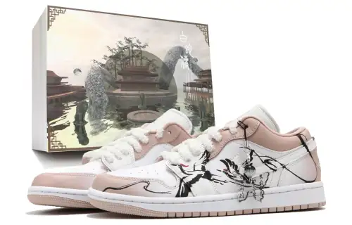 Jordan Air Jordan 1 Slip Resistant Abrasion Resistant Low top Vintage Basketball Shoes Women's Pink