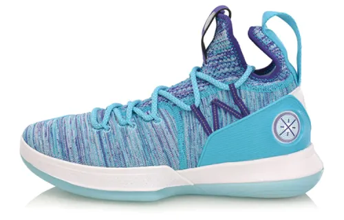 LiNing Team Shang 6 Wade Series Shock Absorption Mid-top Basketball Shoes Men's Blue and White