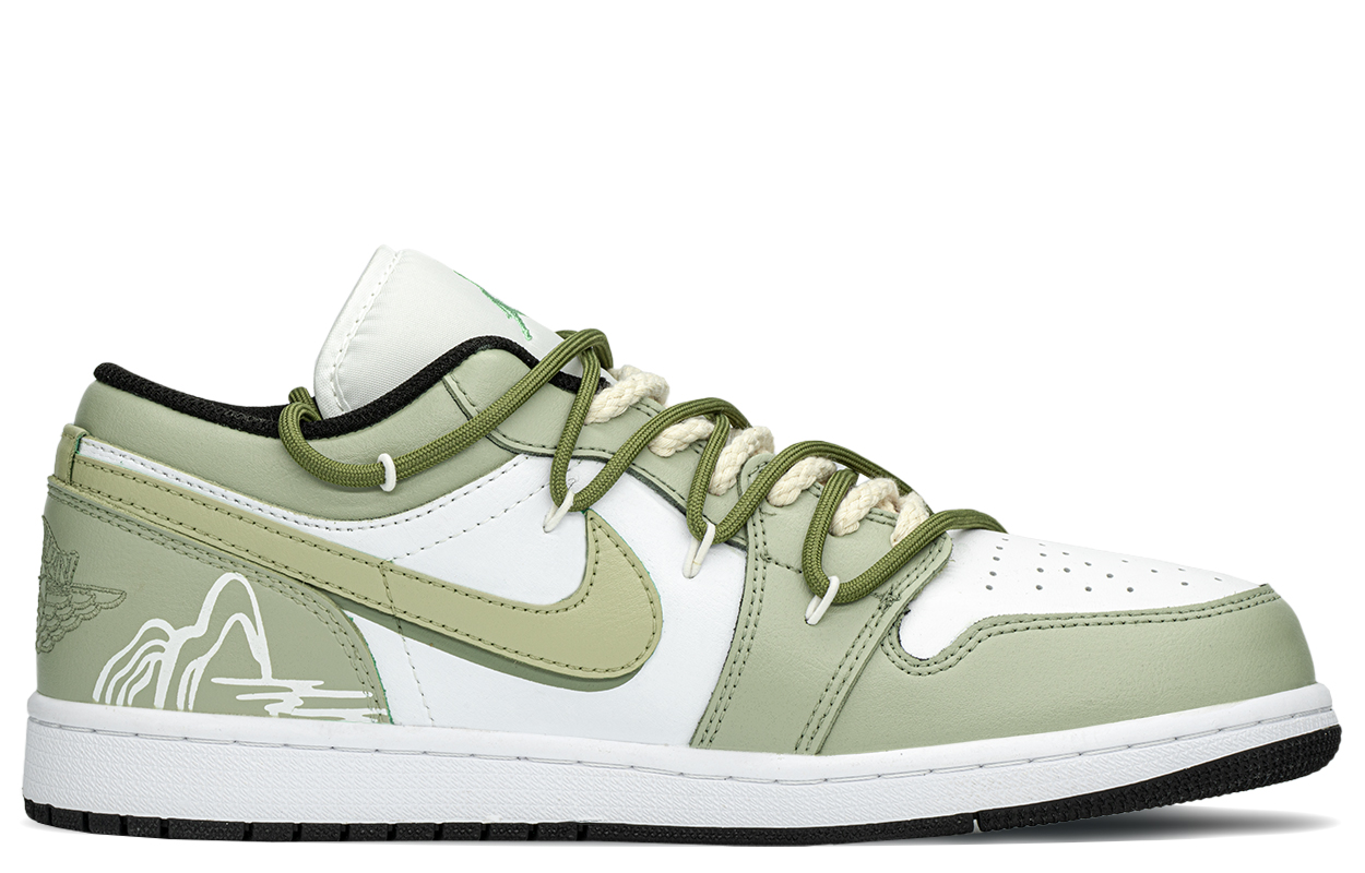 Jordan Air Jordan 1 Low top Vintage Basketball Shoes Men’s Beige Green