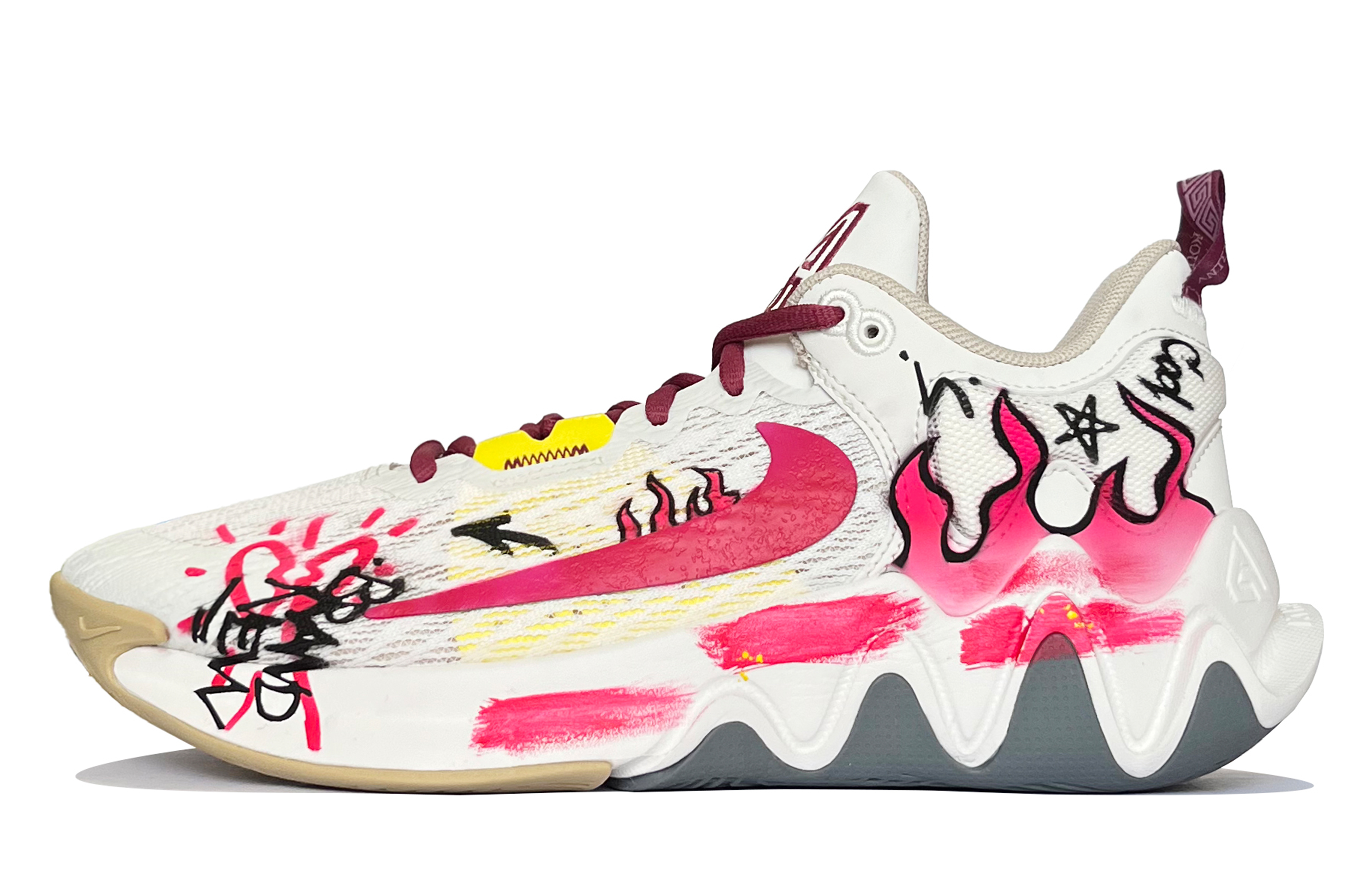 Nike Giannis Immortality 2 Pink Flame Cushioning Lightweight Low top Basketball Shoes Unisex Pink White