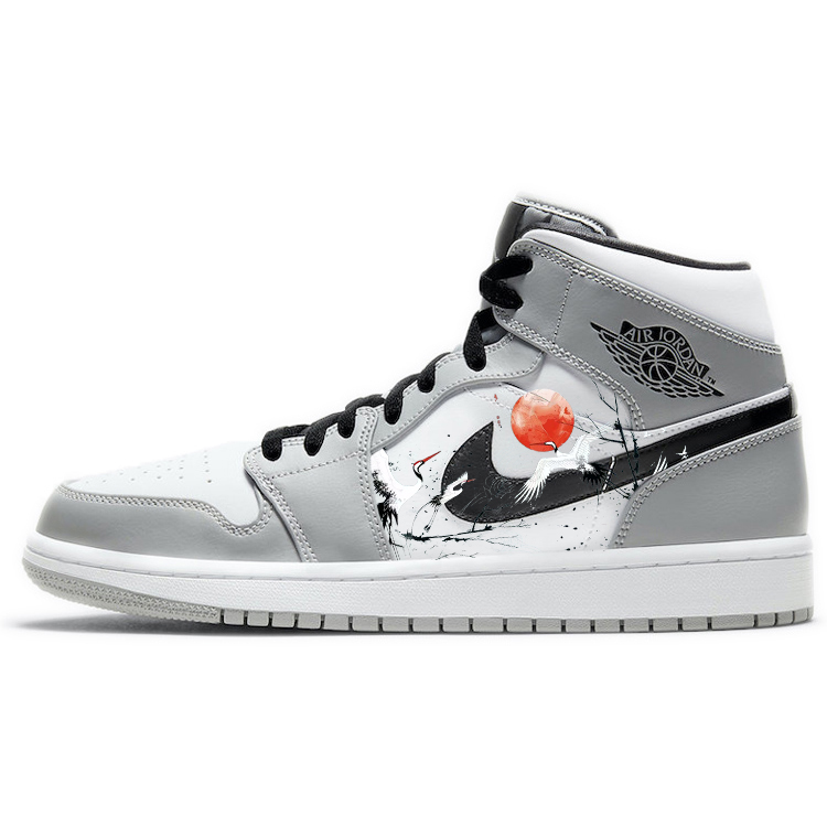 Jordan Air Jordan 1 Slip Resistant Abrasion Resistant Mid top Vintage Basketball Shoes Men’s Gray