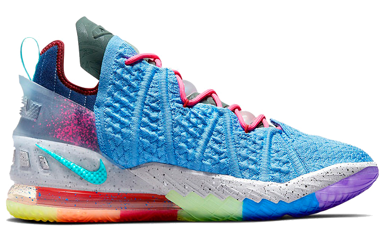 Мужские кроссовки Nike Lebron 18 (сине-бело-фиолетовые) — Синий / белый / фиолетовый — фото 2