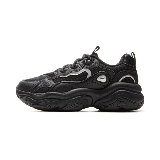 Li Ning Honey Cushioning Slip Resistant Abrasion Resistant Support Height Increasing Low top Chunky Sneakers Women's