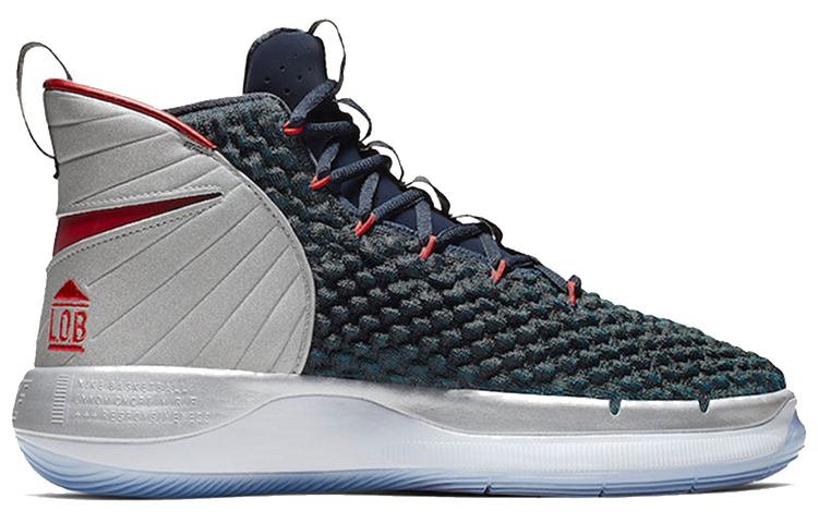 Мужские кроссовки Nike AlphaDunk (черно-серый) — 午夜蓝/银色/红色 — фото 2