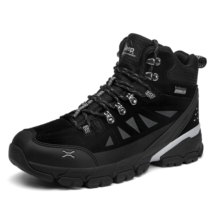 Jeep Cow Leather, Textile Mid top Outdoor Shoes Men’s Black