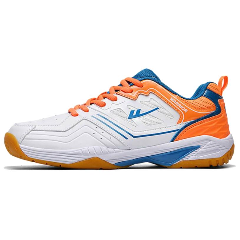 Warrior Cushioning Abrasion Resistant Cushioning, Wear Resistant Low top Badminton Shoes Unisex White Orange