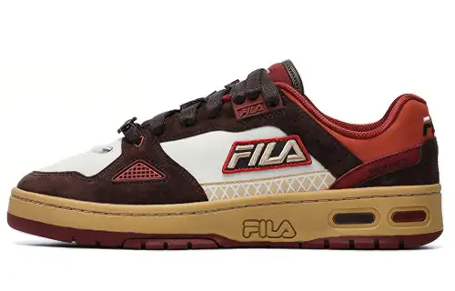 FILA FUSION Fila trendy brand Teratach synthetic leather artificial leather low-top retro basketball shoes men's white brown